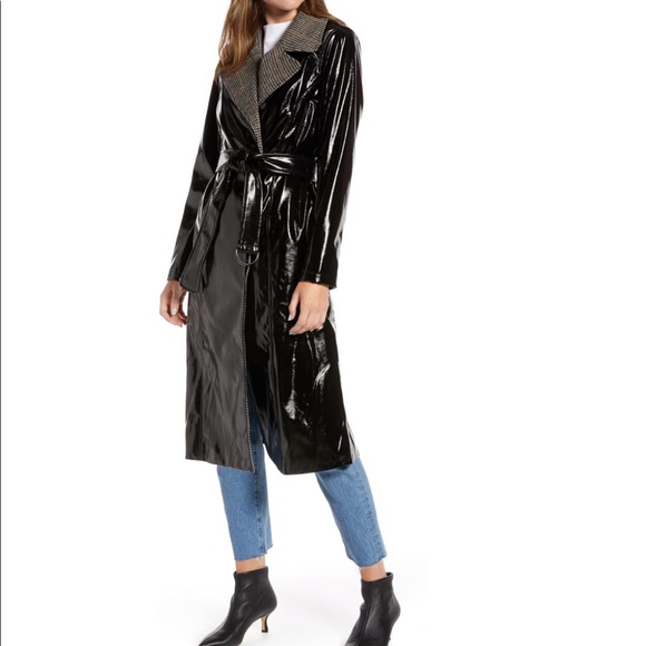 Something Navy Glossy Trench Coat - Picture 2 of 7